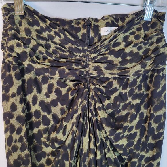 Isabel Marant Etoile Womens Animal Print Ruched Mini Skirt Size 36 Black Y2k - Picture 2 of 10